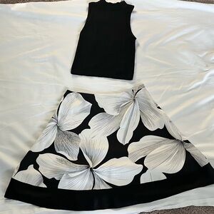 White House Black Market A-Line Black and White Cocktail Skirt